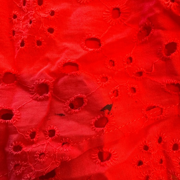 ADIVA Top Womens Medium Red Blouse Ruffle Crochet Puffy arms - Picture 7 of 8